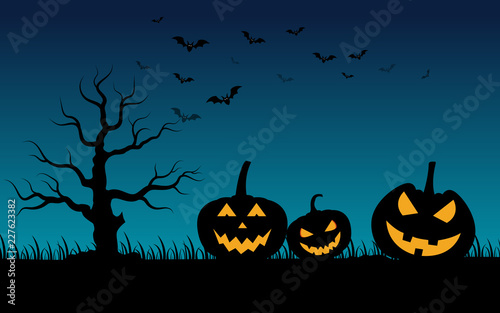 haunted house and full moon with ghost,horror night background.Vector illustration.
