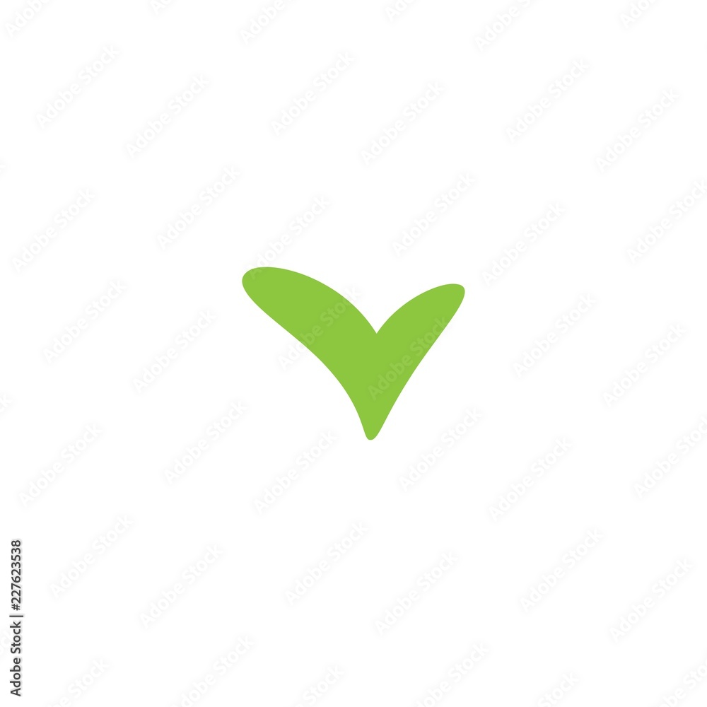 Valid Seal icon. Green cartoon tick. Flat OK sticker icon. Isolated on white. Accept button. Valid Seal icon. Green cartoon tick. Flat OK sticker icon. Isolated on white. Accept button.