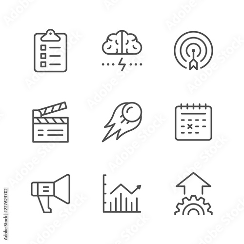 Set line icons of start up