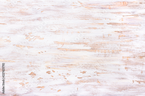 White beige painted shabby wooden background, abstract texture, horizontal