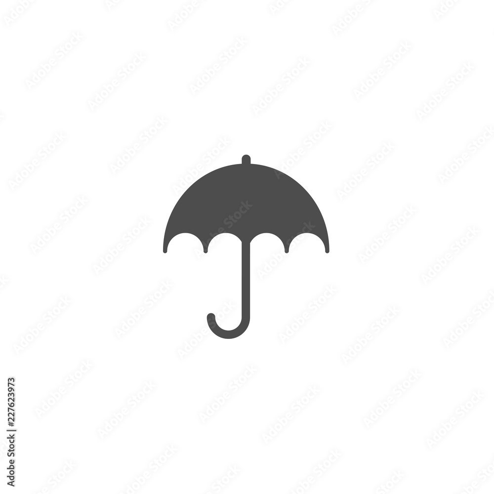 Black open Umbrella with rain drops. Flat icon isolated on white. Flat design. Vector illustration. Black open Umbrella with rain drops. Flat icon isolated on white. Flat design. Vector illustration.