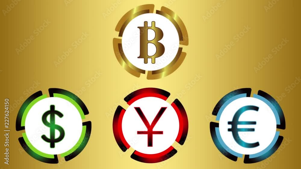 Symbols of currencies on golden gradient Symbols of currencies on golden gradient