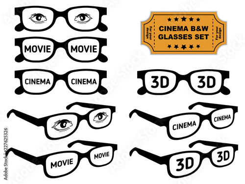 Set of vintage glasses with words and signs, perfect for graphic design, fabric, fashion. web and smm. Vector on white background