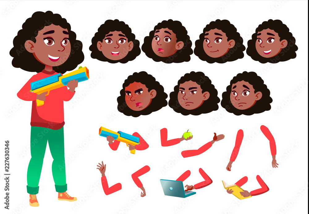 Teen Girl Vector. Teenager. Black. Afro American. Pretty, Youth. Face Emotions, Various Gestures. Animation Creation Set. Isolated Flat Cartoon Character Illustration Stock Vector | Adobe Stock Teen Girl Vector. Teenager. Black. Afro American. Pretty, Youth. Face Emotions, Various Gestures. Animation Creation Set. Isolated Flat Cartoon Character Illustration Stock Vector | Adobe Stock