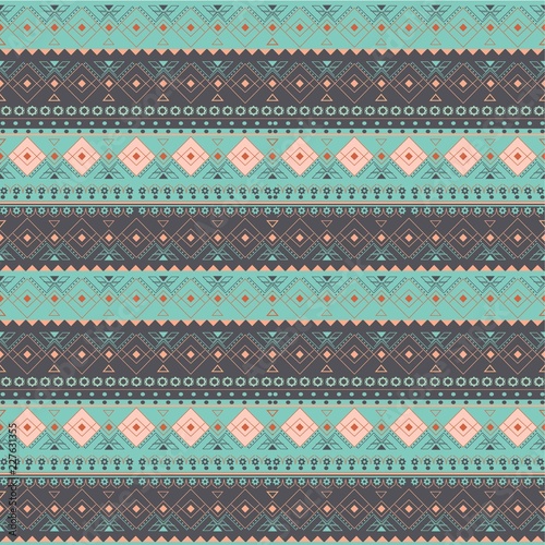 Vector handdrawn tribal geometric pattern. Color boho styled ilustration background.vector illustration