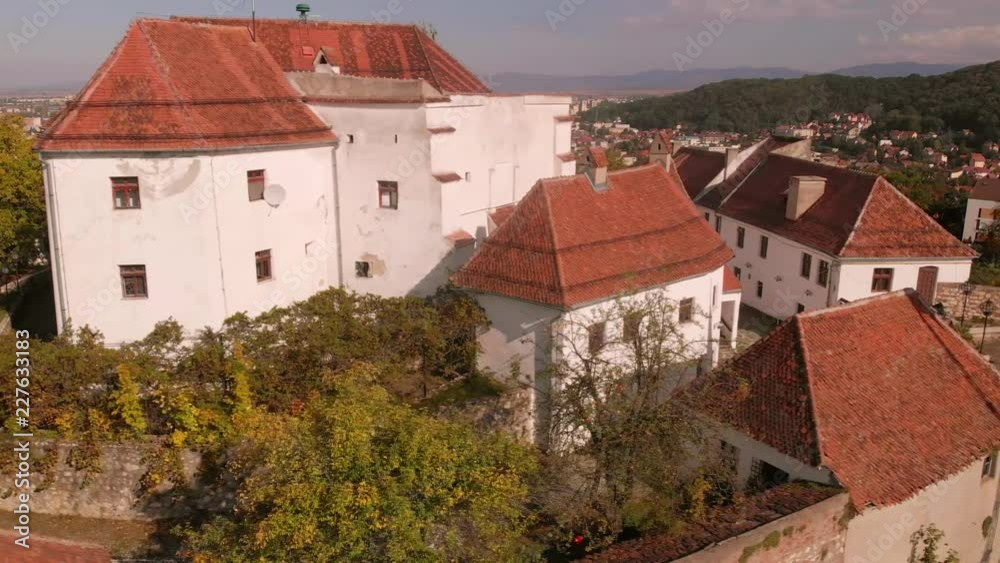 Aerial view of Cetatuia de pe Staja, citadel in Brasov town located on the top of Tampa mountain. Transylvania region of Romania. Aerial view of Cetatuia de pe Staja, citadel in Brasov town located on the top of Tampa mountain. Transylvania region of Romania.