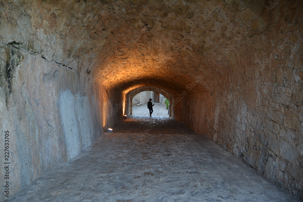 Obraz premium Corridor of Peniscola Castle , Costa del Azahar, province of Castellon, Valencian Community. Peniscola, a popular tourist destination in Spain.