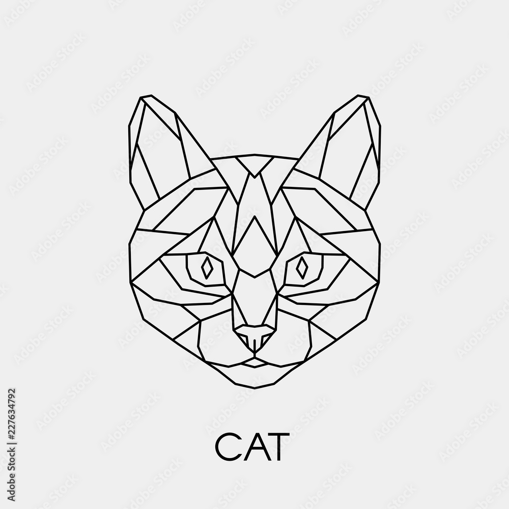 Fototapeta premium Geometric cat. Polygonal linear animal head. Vector illustration.