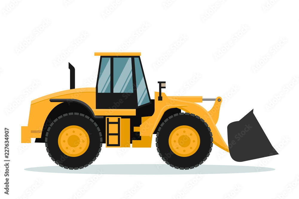 Vector design of front loader. Heavy machinery.