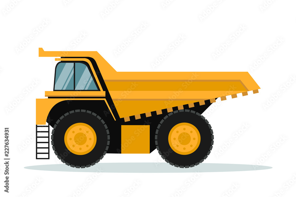 Vector design of mining truck. Heavy machinery.