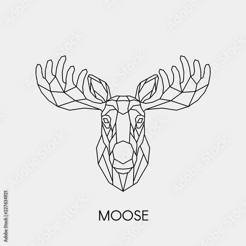 Geometric moose. Polygonal linear animal head. Vector illustration.
