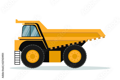 Vector design of mining truck. Heavy machinery.