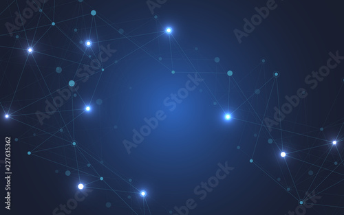 Internet connection. Geometric abstract background with connected dots and lines. Molecular structure and communication. Digital technology background and network connection.