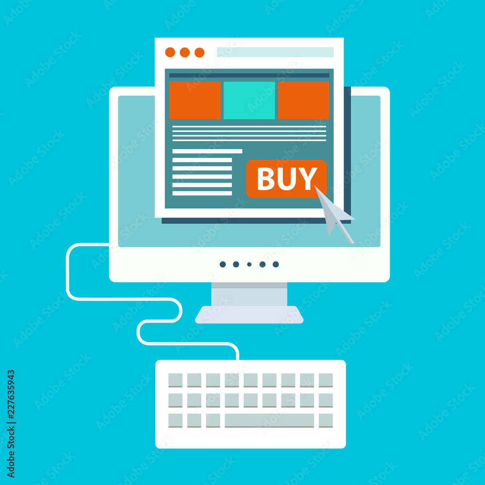 Pay per click concept. On line shopping. Mobile marketing and mobile shopping concept. Flat vector illustration Pay per click concept. On line shopping. Mobile marketing and mobile shopping concept. Flat vector illustration