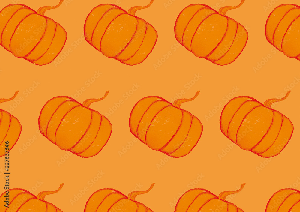 Halloween big pumpkin orange hand painted pattern background