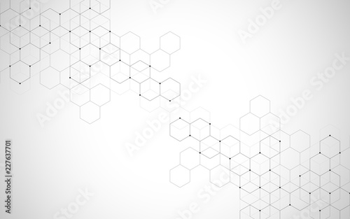 Hexagons pattern. Geometric abstract background with simple hexagonal elements. Medical, technology or science design.