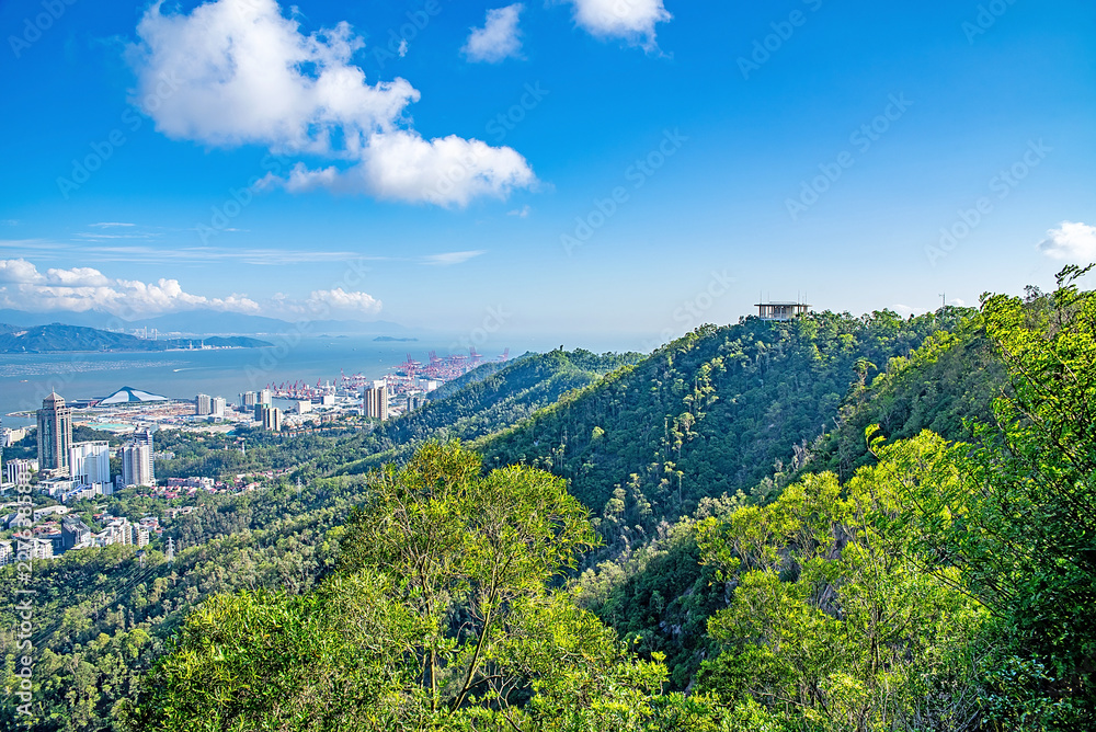 Shenzhen Nanshan Park Peak overlooking scenery / Shenzhen Bay seaside scenery