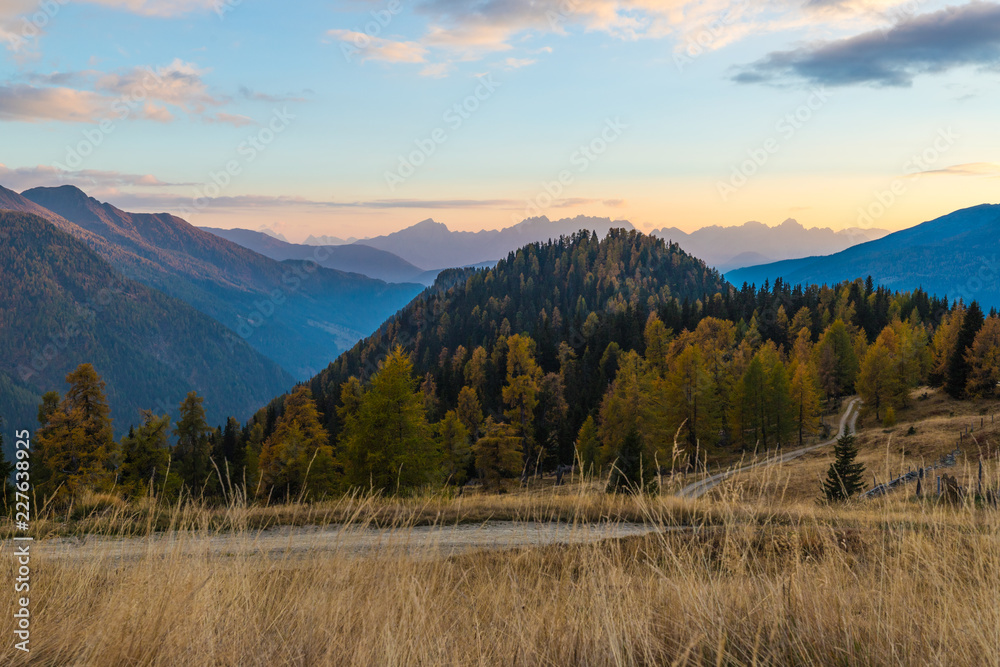 Colorful Autumn Mountain Landscape Panorama View In National Park Hohe Tauern Carinthia Austria