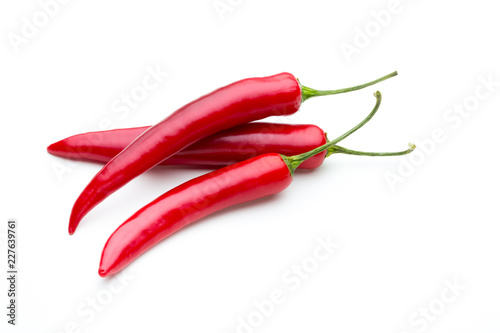 Red chilli pepper isolated on a white background.
