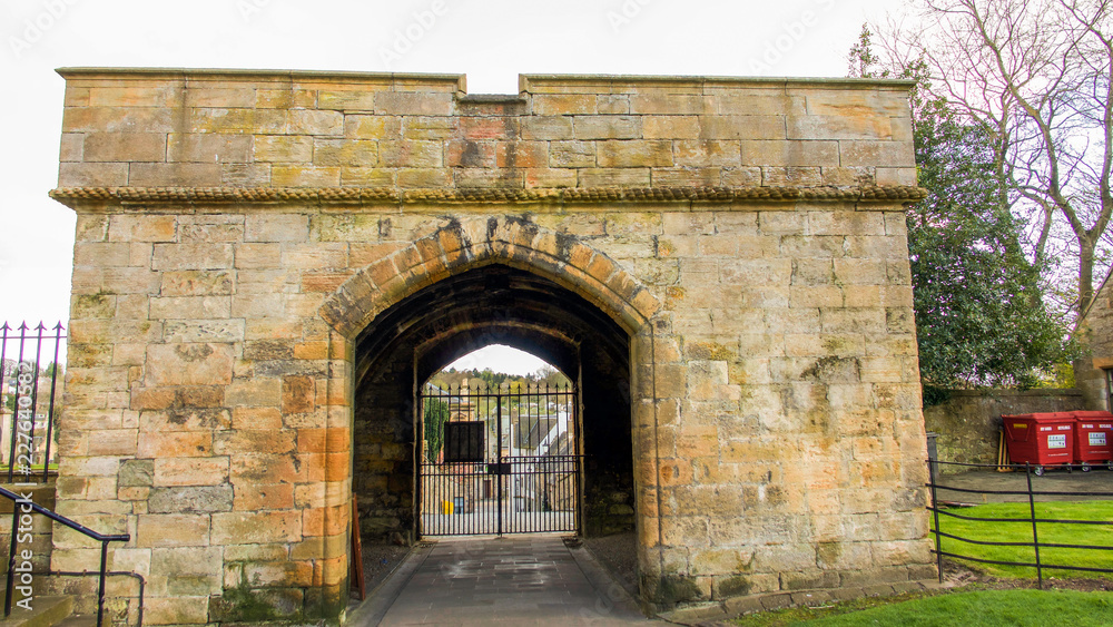 Gateway entrance to Linlithgow Abbey near Edinburgh in Scotland.