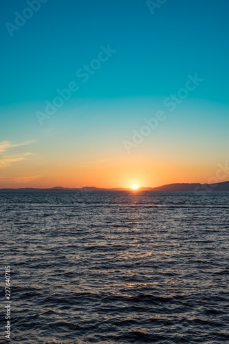 Seascape with sunset views over the Pacific ocean.