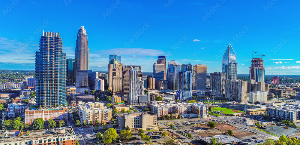 Charlotte, NC North Carolina Skyline Aerial