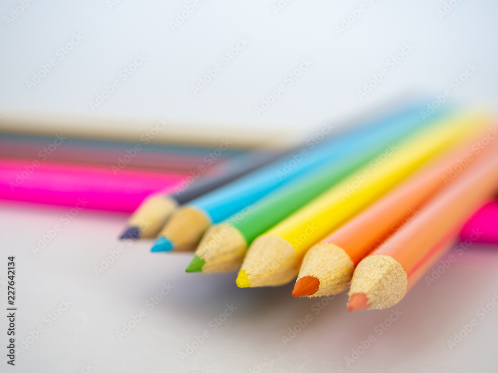 Color pencils on white background. Color pencils on white background.