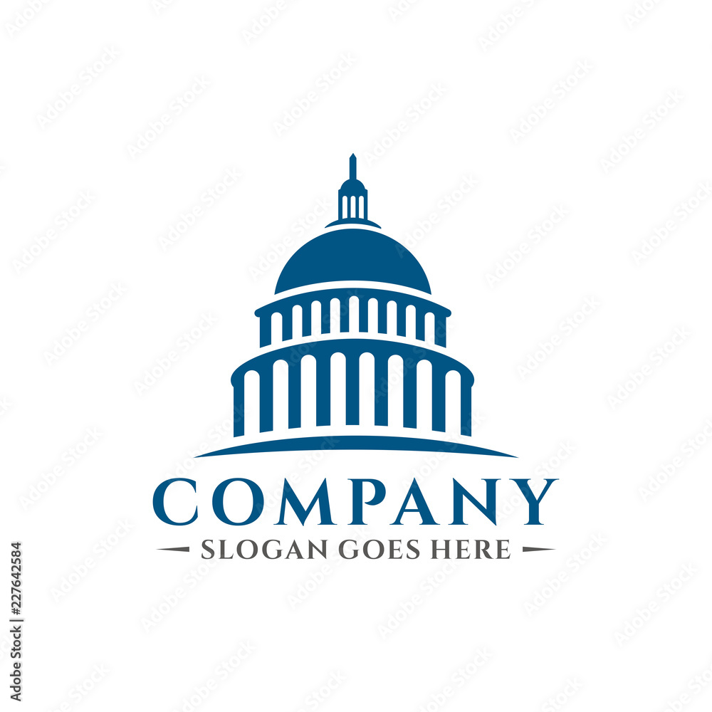 Capitol building logo template - obrazy, fototapety, plakaty 