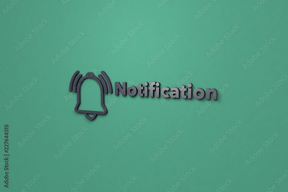 3D illustration of notification on green background