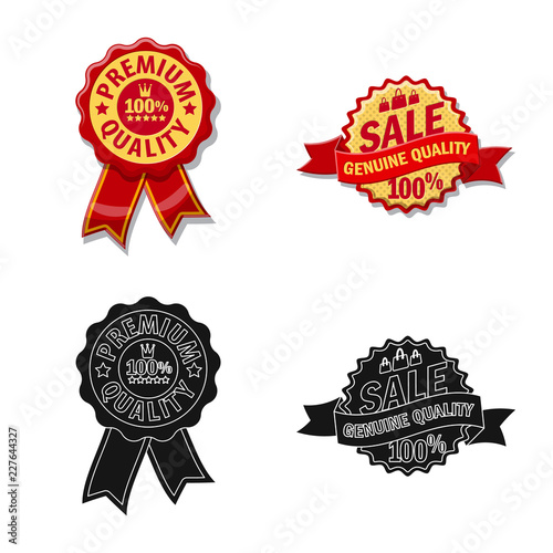 Vector design of emblem and badge logo. Set of emblem and sticker vector icon for stock.