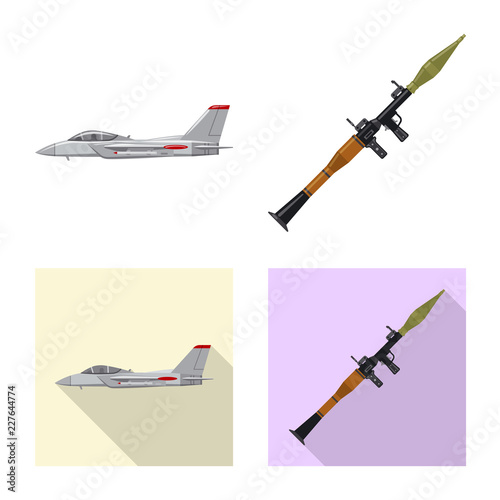 Isolated object of weapon and gun icon. Set of weapon and army stock vector illustration.