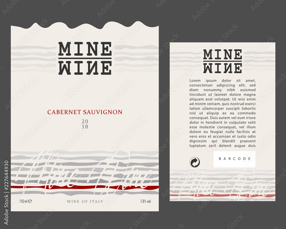 Front and Rear of Modern Wine Label Template Front and Rear of Modern Wine Label Template