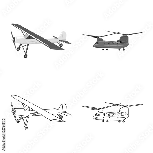 Fototapeta Naklejka Na Ścianę i Meble -  Vector design of plane and transport icon. Collection of plane and sky vector icon for stock.