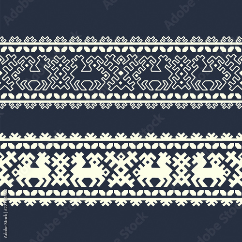 vector ethnic winter geometric ornamented border template. design for woodblock, packaging, print