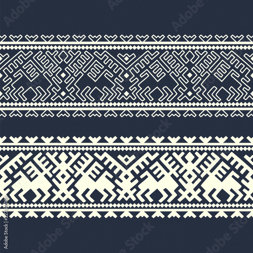 vector ethnic winter geometric ornamented border template. design for woodblock, packaging, print