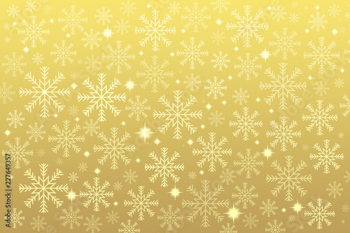 Wallpaper Mural white snowflakes on a gold background Torontodigital.ca