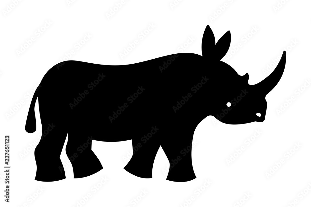 Black rhinoceros silhouette. Vector