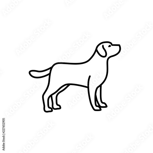 linear dog silhouette vector. dog logo icon template