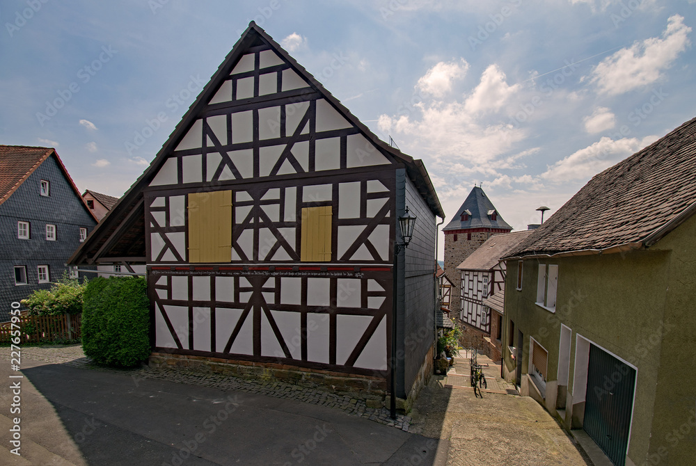 In der Altstadt von Staufenberg, Kreis Gießen, Hessen, Deutschland