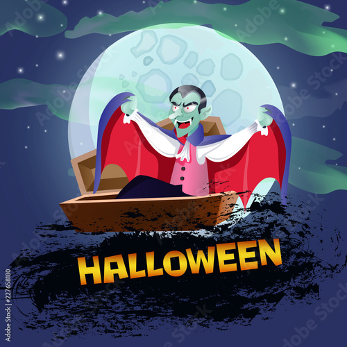 Принти на полотні Halloween poster design with Dracula