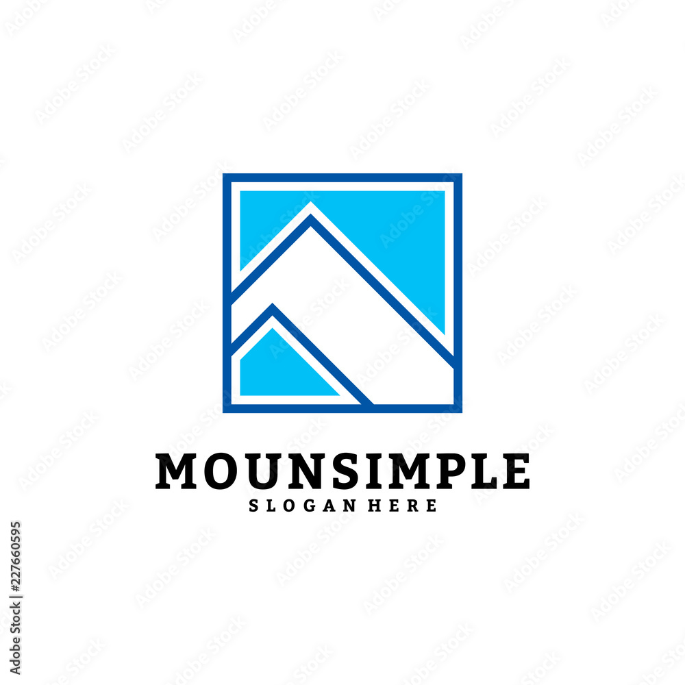 Simple mountain logo vector template design, mount in box, A-initial logo. Simple mountain logo vector template design, mount in box, A-initial logo.