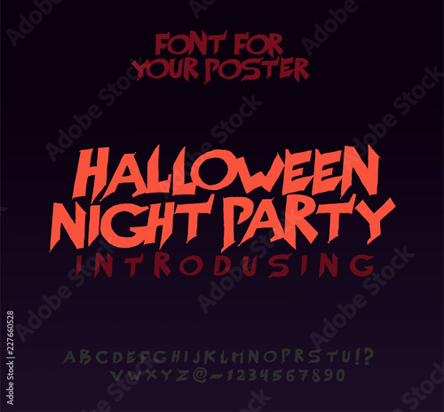 Halloween font for poster. Scary, frightening letters