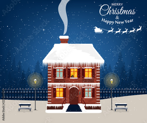 Merry christmas card. Vector illustration. Happy new year