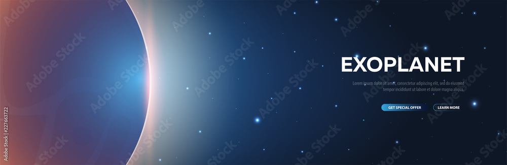 Exoplanet. Astronomical galaxy space background. Vector Illustration.
