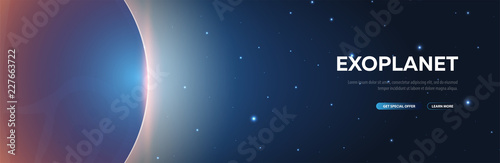 Exoplanet. Astronomical galaxy space background. Vector Illustration.