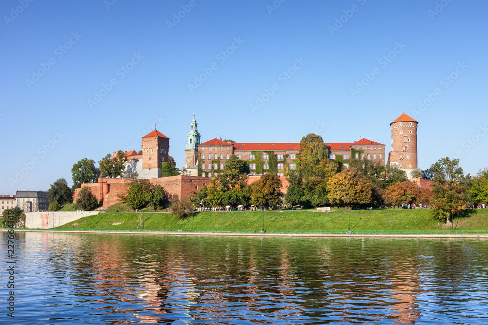 Wawel Castle at Vistula River in Krakow