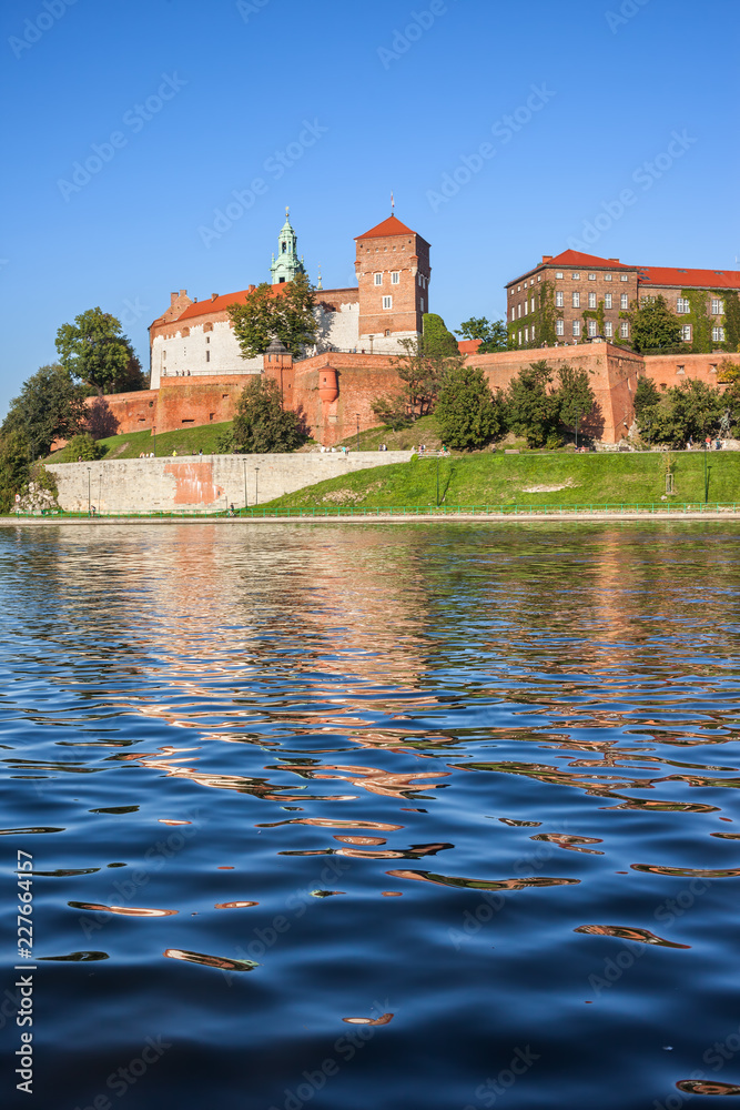 View From Vistula River to Wawel Castle in Krakow