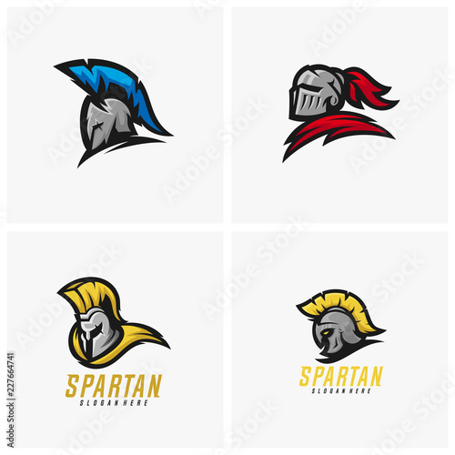 Set of Spartan warrior logo design vector illustration. Warriors sport team logo design.