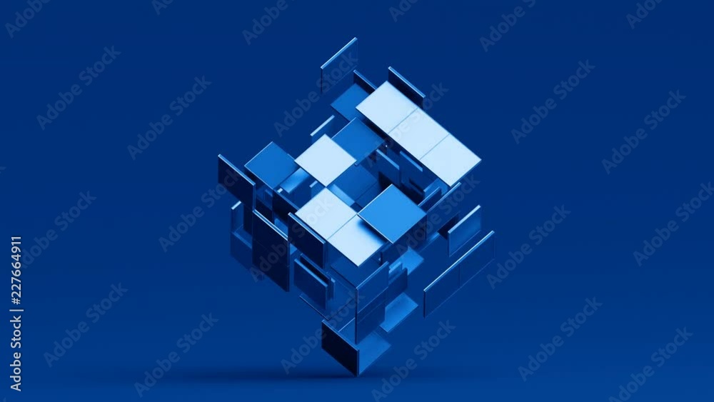 Abstract 3d rendering of rotating cube. Cgi looped animation. Modern background with geometric shape. Balance concept. Seamless motion design. 4k UHD