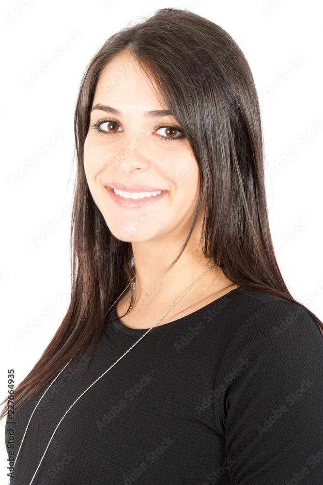 indoors portrait of beautiful young brunette woman looking at camera indoors portrait of beautiful young brunette woman looking at camera